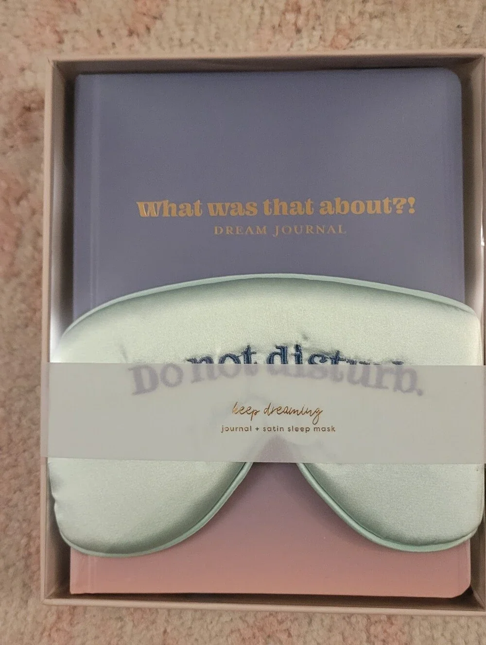 What Was That About? Dream Journal with Mint Satin Sleep Mask
